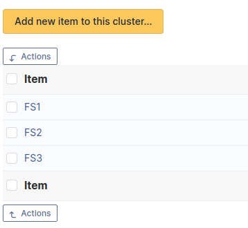 List of cluster's elements