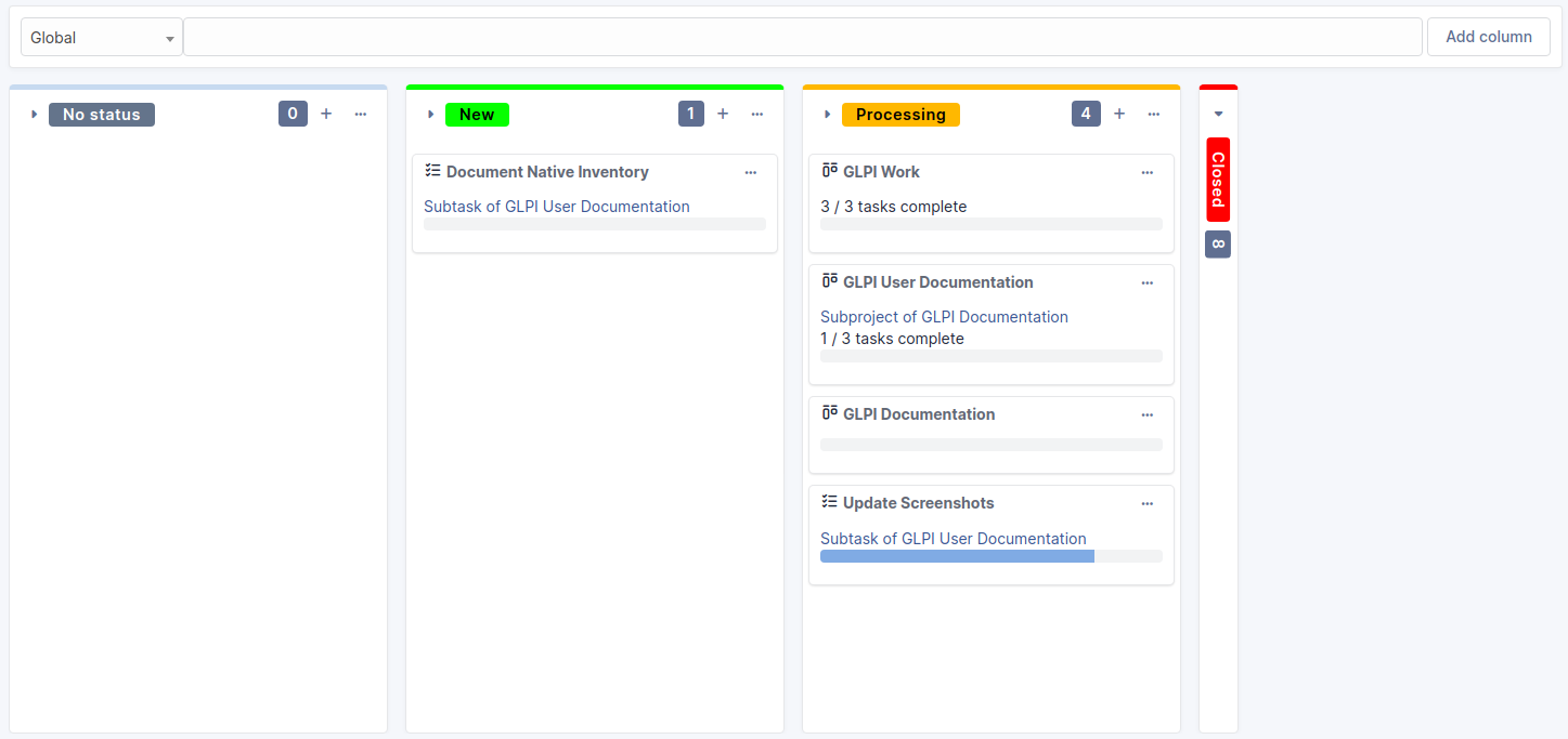 Kanban interface in GLPI