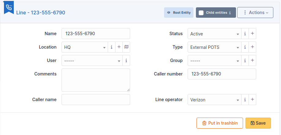 A phone line in GLPI