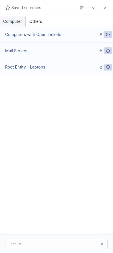 List of saved searches