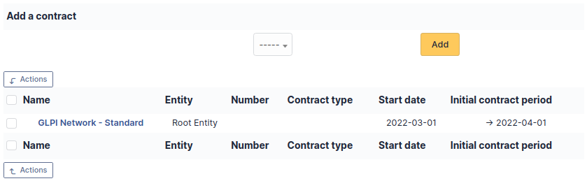 Suppliers associated to a contract