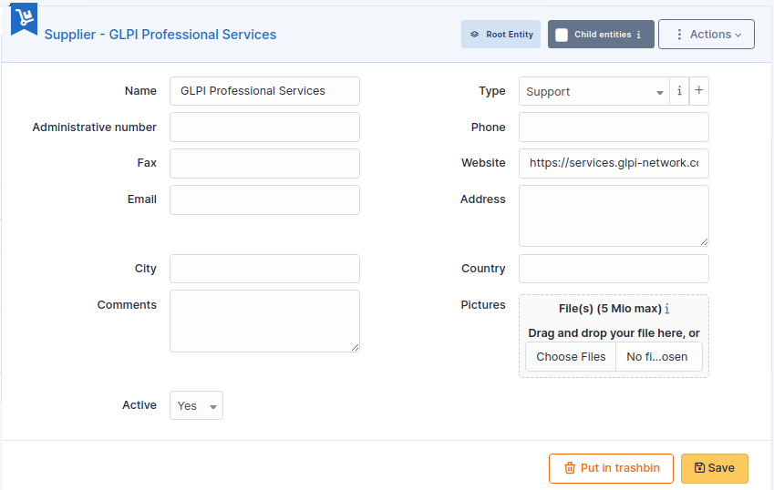 A supplier in GLPI